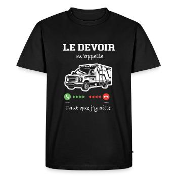 Idée cadeau ambulancier humour - T-shirt Premium bio Homme - noir - Devant - Nico (187cm)