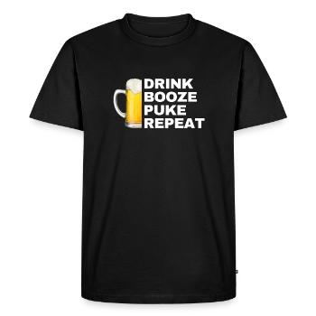 Boire - Boire - Vomir - Répéter - Célibataires - T-shirt Premium bio Homme - noir - Devant - Nico (187cm)