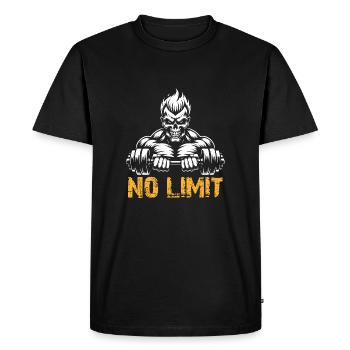No Limit Hard Workout Skull with Dumbbell - Men's Premium Organic T-Shirt - black - Front - Nico (187cm)