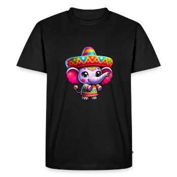 Cinco de Mayo Elephant with Sombrero Cartoon - Men's Premium Organic T-Shirt - black - Front - Nico (187cm)