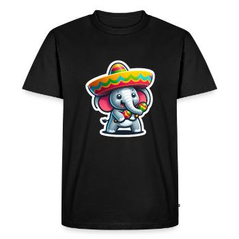 Cinco de Mayo Elephant with Sombrero Cartoon - Men's Premium Organic T-Shirt - black - Front - Nico (187cm)