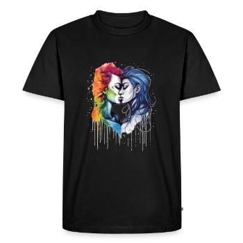 Pride Love Kiss - Men's Premium Organic T-Shirt - black - Front - Nico (187cm)
