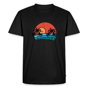 Palmen / Strand / Sonnenuntergang / Beachparty - Männer Premium Bio T-Shirt - Schwarz - Vorne - Nico (187cm)