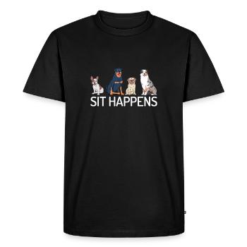 Sit Happens Funny Dog Lover - Men's Premium Organic T-Shirt - black - Front - Nico (187cm)