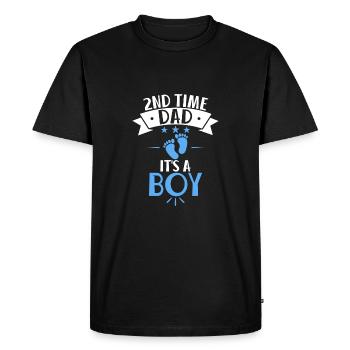 2ème fois papa c’est un garçon papa encore deuxième bébé - T-shirt Premium bio Homme - noir - Devant - Nico (187cm)