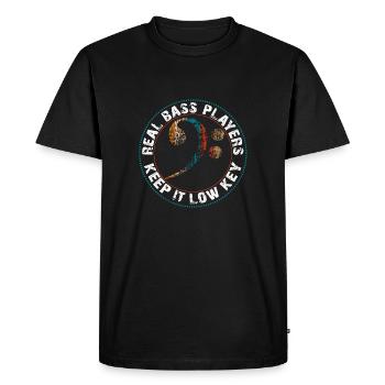 Clé basse vintage avec dicton - T-shirt Premium bio Homme - noir - Devant - Nico (187cm)