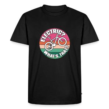 Faire du vélo sans électricité ni batterie - T-shirt Premium bio Homme - noir - Devant - Nico (187cm)