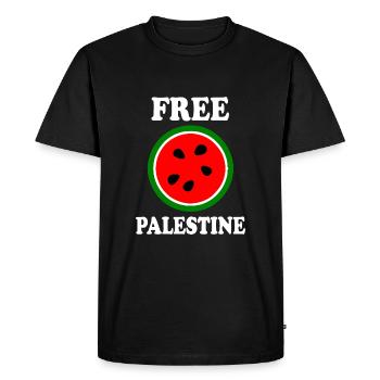 Melon pastèque de Palestine gratuit - T-shirt Premium bio Homme - noir - Devant - Nico (187cm)