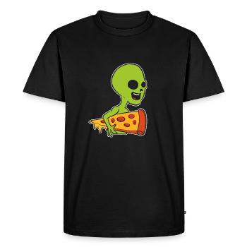 Alien et pizza. Poison pour les amateurs de pizza - T-shirt Premium bio Homme - noir - Devant - Nico (187cm)