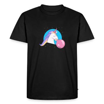 Unicorn with bubble gum bubble - Men's Premium Organic T-Shirt - black - Front - Nico (187cm)