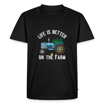 Farming Life Is Better Funny Chicken Tractor Gift - Men's Premium Organic T-Shirt - black - Front - Nico (187cm)