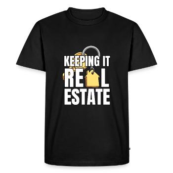 Drôle d’agent immobilier Maison Immobilier - T-shirt Premium bio Homme - noir - Devant - Nico (187cm)