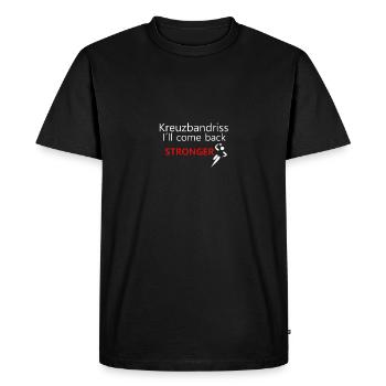Kreuzband Come Back Stronger Geschenk Idee - Männer Premium Bio T-Shirt - Schwarz - Vorne - Nico (187cm)