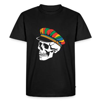 Crâne avec capuchon coloré drôle de conception de crâne - T-shirt Premium bio Homme - noir - Devant - Nico (187cm)
