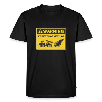 Forest Harvesting Warning Log harvester icon - Men's Premium Organic T-Shirt - black - Front - Nico (187cm)