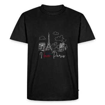 I Love Paris 2 - L'Amour pour la Ville Lumière - T-shirt Premium bio Homme - noir - Devant - Nico (187cm)