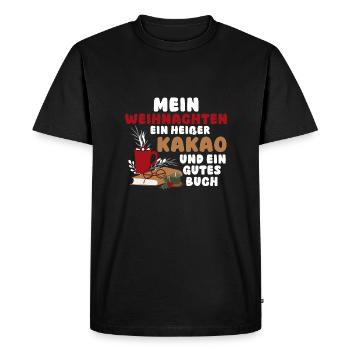 Père Noël Noël Livres de lecture - T-shirt Premium bio Homme - noir - Devant - Nico (187cm)