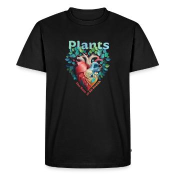 Plants The Root of All Health - Men's Premium Organic T-Shirt - black - Front - Nico (187cm)
