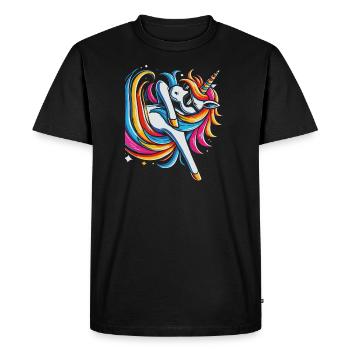 Licorne arc-en-ciel avec des lunettes de soleil BD Art - T-shirt Premium bio Homme - noir - Devant - Nico (187cm)