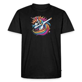 Licorne arc-en-ciel avec des lunettes de soleil BD Art - T-shirt Premium bio Homme - noir - Devant - Nico (187cm)