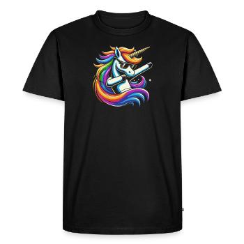 Licorne arc-en-ciel avec des lunettes de soleil BD Art - T-shirt Premium bio Homme - noir - Devant - Nico (187cm)