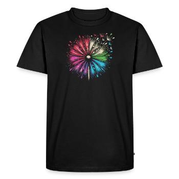 Rainbow flower in bright colors - Men's Premium Organic T-Shirt - black - Front - Nico (187cm)
