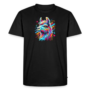 Lama arc-en-ciel alpaga aux couleurs vives Bande dessinée - T-shirt Premium bio Homme - noir - Devant - Nico (187cm)