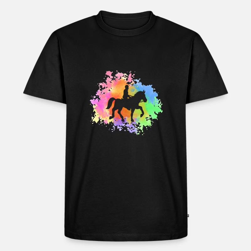 Reiten Pferde - Männer Premium Bio T-Shirt - Schwarz