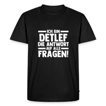 Prénom Detlef - T-shirt Premium bio Homme - noir - Devant - Nico (187cm)