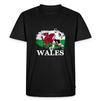 Soccer - Fußball - Wales Flag - T-shirt Premium bio Homme - noir - Devant - Nico (187cm)