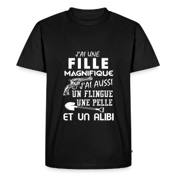 j ai une fille magnifique 2 - T-shirt Premium bio Homme - noir - Devant - Nico (187cm)