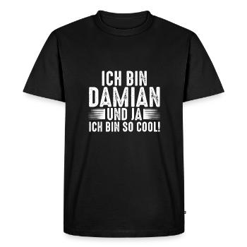 Prénom Damian - T-shirt Premium bio Homme - noir - Devant - Nico (187cm)