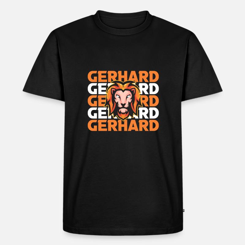 Löwe Gerhard - Männer Premium Bio T-Shirt - Schwarz