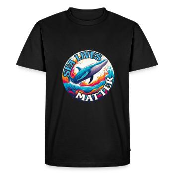 Protège la vie marine Rorqual bleu sur la roue chromatique - T-shirt Premium bio Homme - noir - Devant - Nico (187cm)