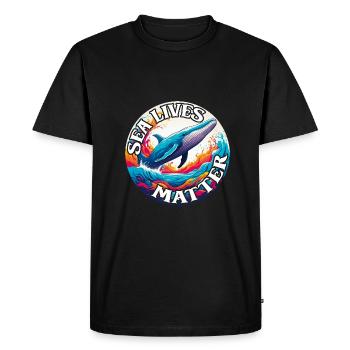 Protège la vie marine Rorqual bleu sur la roue chromatique - T-shirt Premium bio Homme - noir - Devant - Nico (187cm)