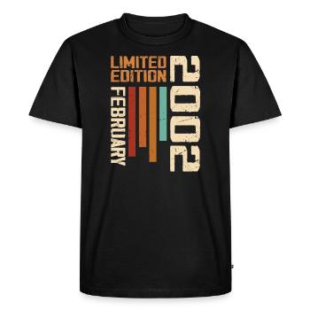 Née en Février 2002 Rétro 2002 Anniversaire - T-shirt Premium bio Homme - noir - Devant - Nico (187cm)