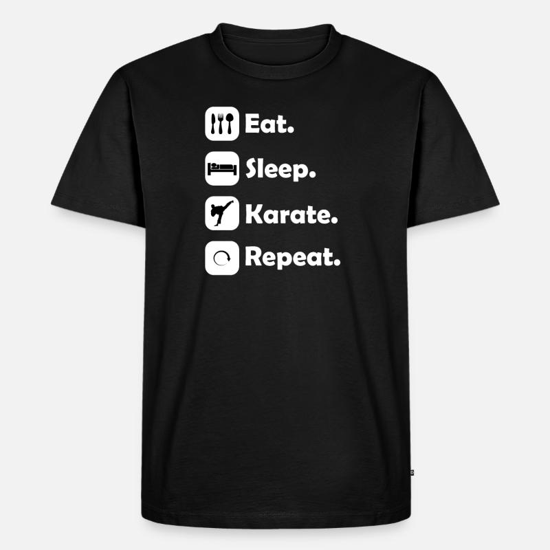 Eat. Sleep. Karate. Repeat. - Männer Premium Bio T-Shirt - Schwarz