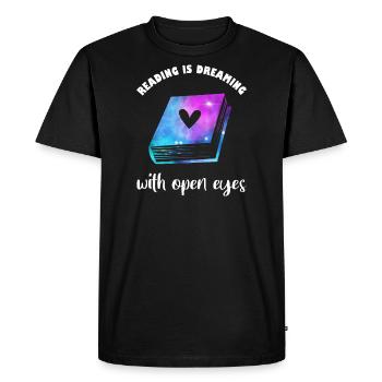 Reading is dreaming with open eyes Read books - Men's Premium Organic T-Shirt - black - Front - Nico (187cm)