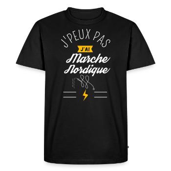 J Peux Pas J Ai Marche Nordique humour - T-shirt Premium bio Homme - noir - Devant - Nico (187cm)
