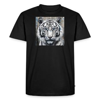 WHITE TIGER STREET ART - Men's Premium Organic T-Shirt - black - Front - Nico (187cm)