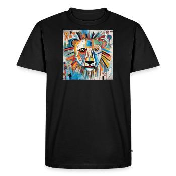 LION STREET ART - Men's Premium Organic T-Shirt - black - Front - Nico (187cm)