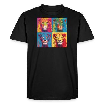 LION POP ART - Men's Premium Organic T-Shirt - black - Front - Nico (187cm)