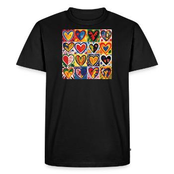 HEART OF LOVE STREET ART - Men's Premium Organic T-Shirt - black - Front - Nico (187cm)
