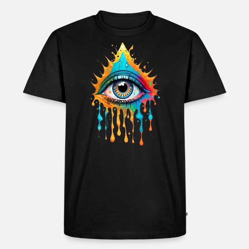 Paint Splash Eye Design - Männer Premium Bio T-Shirt - Schwarz