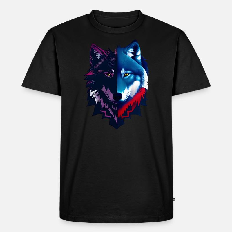 Wolf - Männer Premium Bio T-Shirt - Schwarz