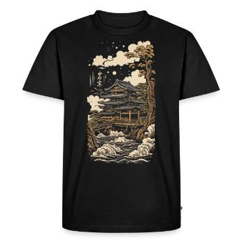 Temple à Ukiyo-E Vintage Japan Art - T-shirt Premium bio Homme - noir - Devant - Nico (187cm)