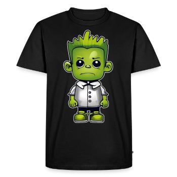Cute green monster - Men's Premium Organic T-Shirt - black - Front - Nico (187cm)