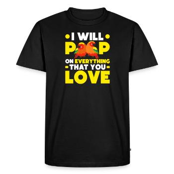 Je jetterai un coup d’œil sur tout ce que vous demanderez - T-shirt Premium bio Homme - noir - Devant - Nico (187cm)