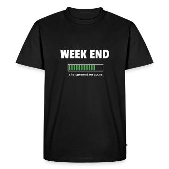 week end - T-shirt Premium bio Homme - noir - Devant - Nico (187cm)