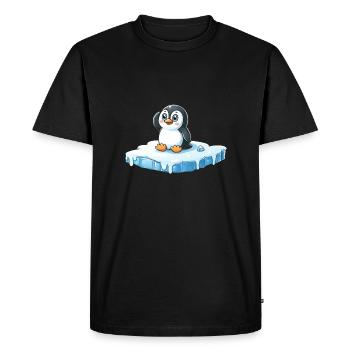Le pingouin et la fonte des glaces - T-shirt Premium bio Homme - noir - Devant - Nico (187cm)